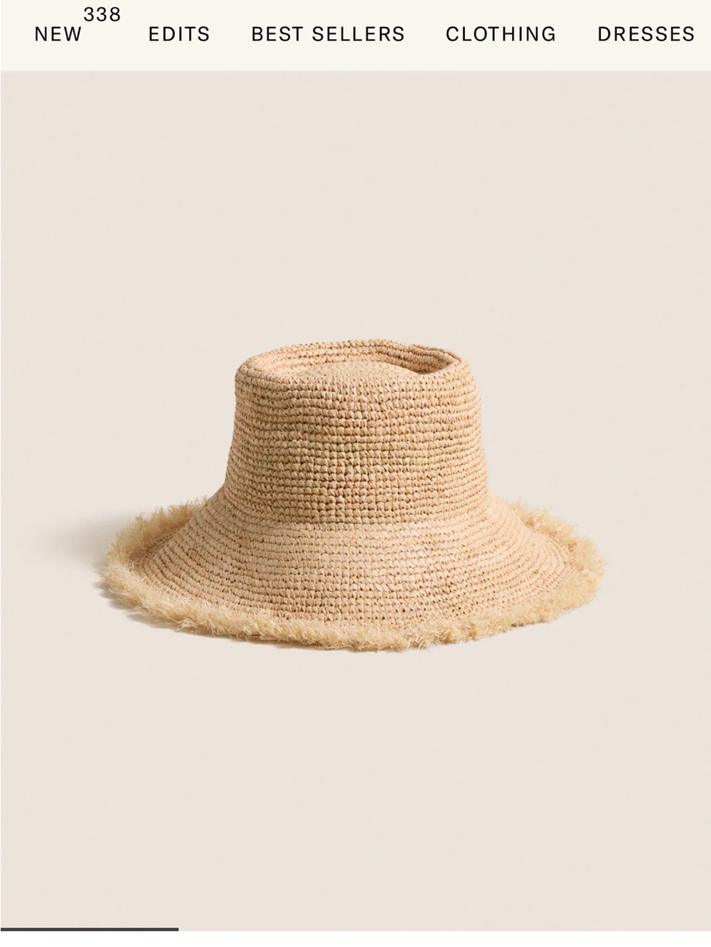 Frayed Brim Crochet Sun Hat in Natural
